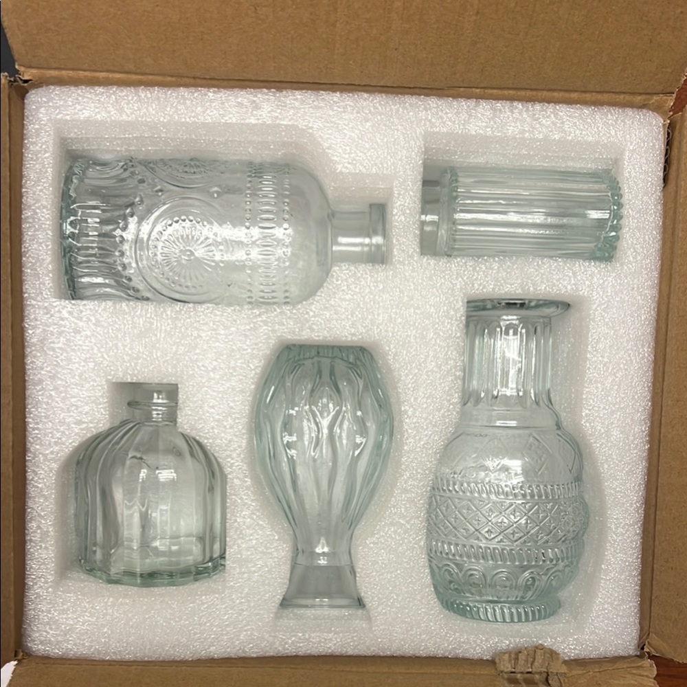 Set of 5 Glass Bud Vase Set